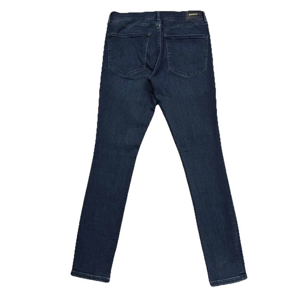Express Skinny Mid Rise Jeans 10 (31x29) Dark Wash Blue Super Stretch Womens - Picture 2 of 11